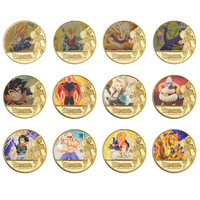 5 Monedas de Oro de la Serie de Anime Japonés Dragon Ball, Monedas Conmemorativas de Goku Super Saiyan, Colección Completa de Monedas de Dragon Ball