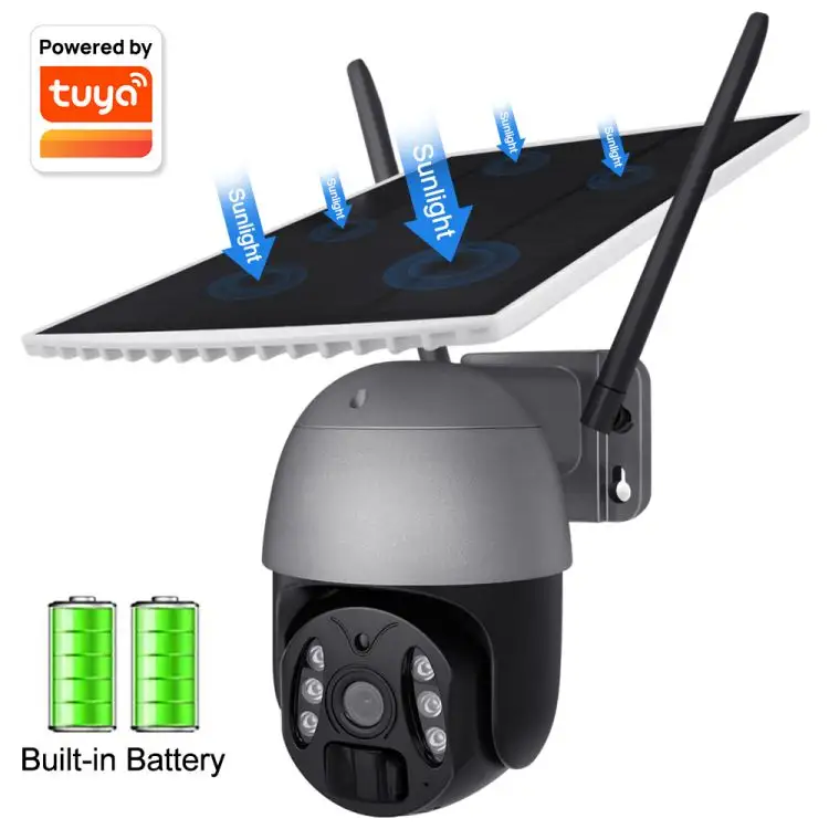 Tuya APP 2/3MP Outdoor PTZ Wireless security camera Solar 4G Wifi P2P CCTV Network Security Surveillance System IP Camera