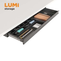 DA09-3 Schreibtisch-Unterbau-Aufbewahrungsbox Versteckte Schublade Schiebemontierter Organizer Stahlbehälter Herausnehmbares Fach Schrankregal Aufbewahrung