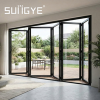Porte patio pliante extérieure en aluminium de qualité supérieure SUNGYE, double vitrage trempé, insonorisée, pour jardin et maison