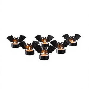 Iron Metal Halloween <b>Tea</b> <b>Light</b> <b>Candle</b> Holder With Bat Design Black Color For Halloween Home Decorations - Product Image 1