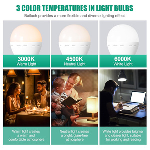 Bombillas LED Recargables con Control Remoto, Portátiles, USB, E27, 3 Colores, Regulables, Inalámbricas, con Batería de Emergencia, Súper Brillantes - Product Image 5