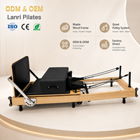 Machine de Pilates Reformer en chêne blanc de qualité commerciale, professionnelle, pliable et réglable, équipement de studio de remise en forme avec boîte d'assise