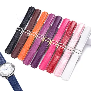 Correas de reloj de cuero de cocodrilo real, correas de reloj suaves de cocodrilo para Carter Blue Balloon Series 18 20 22mm