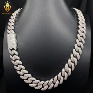 Cadenas de Plata de Ley 925 de 18 mm para Raperos, Estilo <span class=keywords><strong>Cubano</strong></span> Iced Out con Moissanita, Pasa la Prueba del Diamante, Cadena de Moissanita VVS - Product Image 1