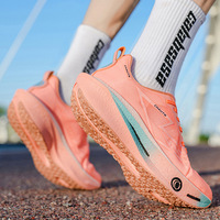 Chaussures de course pour hommes et femmes, baskets de sport respirantes, légères et confortables, avec coussin d'air et plaque en carbone, pour Marathon et activités de plein air