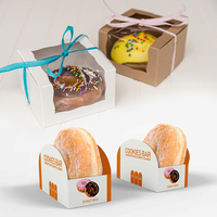 Boîte à gâteau en carton blanc personnalisée pour emporter, avec fenêtre transparente, pour mini-donuts et cupcakes.