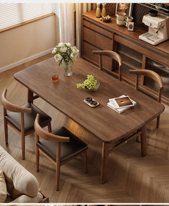 Mesa de Comedor Extensible de Madera de <span class=keywords><strong>Nogal</strong></span> Natural con Borde Natural, <span class=keywords><strong>Encimera</strong></span> de Cocina Moderna, Muebles para Comedor - Product Image 3