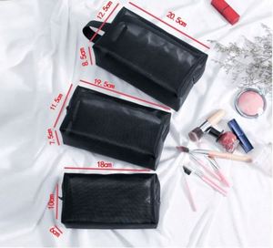 Sac de maquillage en maille carrée à fermeture éclair, décontracté et tendance, sac de voyage portable avec poignée, vente en gros - Product Image 5