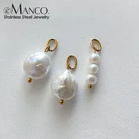 Breloques en perles d'eau douce naturelles cultivées eManco Dropshipping avec anneaux de jonction en acier inoxydable pour la fabrication de boucles d'oreilles et de colliers DIY