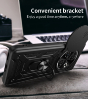 Coques de protection robustes en PC et TPU avec fenêtre coulissante et anneau métallique pour Tecno Spark 30C 4G, support de téléphone et coques arrière