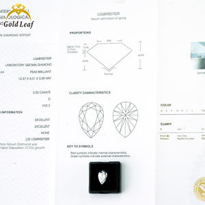เพชรทรงลูกแพร์เพาะเลี้ยงในห้องปฏิบัติการ ได้รับการรับรองจาก IGI สี DEF น้ำหนัก 1-7 กะรัต ความสะอาด VVS VS1 ผลิตด้วยวิธี HPHT CVD - Product Image 4