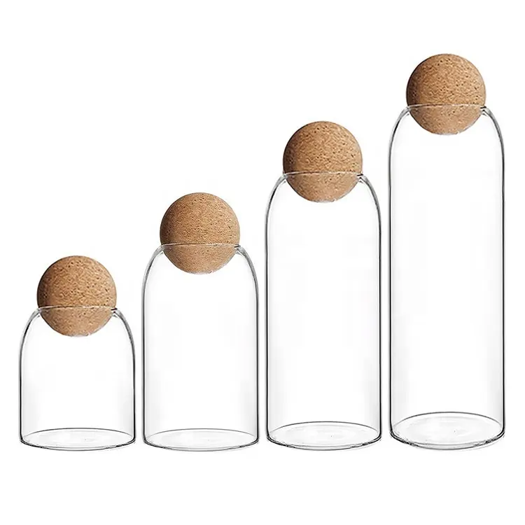 Ball Cork Glass Jar Set mit kugelförmigen Deckeln Boro silikat behälter Lebensmittel lagerung Küchen kanister Organizer Tank Zur Aufbewahrung