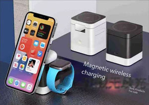 Dazzle Triple magnétique 3 en 1 chargeur sans fil pour téléphone montre intelligente écouteur pliable Portable Station de <span class=keywords><strong>charge</strong></span> 15W <span class=keywords><strong>Charge</strong></span> <span class=keywords><strong>rapide</strong></span> - Product Image 3