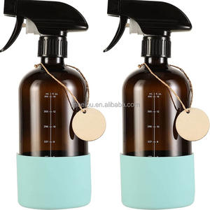 ขวดสเปรย์แก้วสีเหลืองอำพันทรงกลมใสขนาด250มล. 500มล. พร้อมปั๊มและปลอกซิลิโคนสำหรับครีมดูแลผิว - Product Image 3