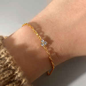 Zircon Trendy Brass Bracelet <b>Set</b> for Women Engagement Party Wedding Gift 18K <b>Gold</b> & Rhodium Plated - Product Image 2