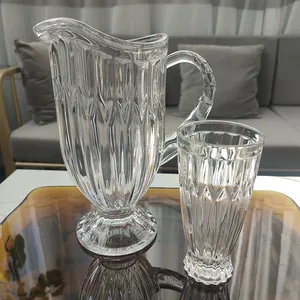 热卖玻璃杯水罐水晶透明高细饮用玻璃杯水罐套装