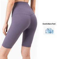 AMCLEVER Celana Pendek Yoga Wanita Pinggang Tinggi Spandex/Nylon Pengontrol Perut Elastis untuk Olahraga Fitness Gym, Pengangkat Bokong, Logo Kustom OME