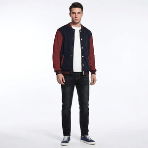 Chaqueta Varsity para Hombre Directo de Fábrica con Cuello Alto y Logotipo Frontal, Venta Caliente, Personalizable, Marca Privada, Venta al por Mayor - Product Image 1