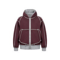 Veste d'hiver réversible à capuche zippée 100 % coton épais pour homme, coupe ample, style streetwear, design vierge à imprimer