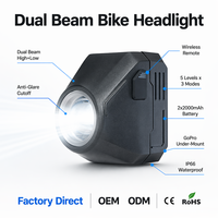 Phare avant de vélo OEM 1600LM super lumineux, rechargeable par USB, avec télécommande sans fil pour la conduite nocturne