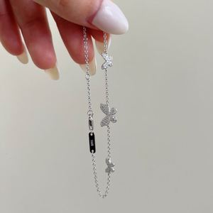Bracelets Dylam Dazzling Top Jewelry en argent 925 plaqué rhodium avec chaîne à maillons et pendentif papillon en moissanite D VVS1 - Product Image 6