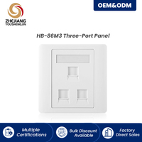 Plaque murale RJ45 femelle-femelle 3 ports blanche 86x86mm, terminaison sans outil, conforme RoHS pour la télécommunications (vente en gros)