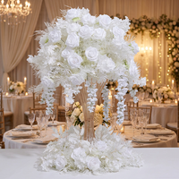 Boule de fleurs artificielles en soie blanche de luxe, moderne et durable, pour centre de table de mariage, décoration de table pour événements et fêtes