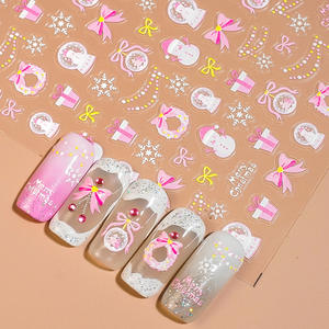 Noël 5D Relief Nail Art Autocollants Bonhomme De Neige Cadeau Arc Flocon De Neige Conception En Relief pour <span class=keywords><strong>Manucure</strong></span> Festive - Product Image 2