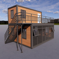 Maison de luxe en conteneurs d'acier à deux étages, design moderne, écologique et étanche, préfabriquée modulaire avec 4 chambres, bureau et toilettes