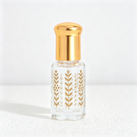 Flacon à bille hexagonal transparent de 3 ml, 6 ml, 12 ml, flacon d'huile essentielle avec bouchon doré, récipient portable rechargeable pour les voyages