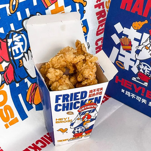 Cajas de Embalaje de Comida Rápida Desechables y Reciclables Personalizadas, Papel Kraft <span class=keywords><strong>con</strong></span> Impresión Personalizada para <span class=keywords><strong>Pollo</strong></span> Frito y <span class=keywords><strong>Papas</strong></span> Fritas para Llevar - Product Image 5