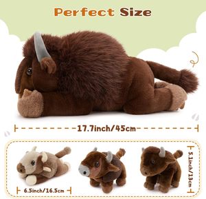 Ensemble de peluches <span class=keywords><strong>Bison</strong></span> Mère et Bébé, jouets en peluche doux, animaux de la ferme et sauvages, cadeau pour enfants, vente en gros - Product Image 2