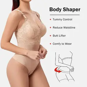 Women Padded Bra Bodysuit Shapewear Firm Tummy Control Full Body Shaper Slimming