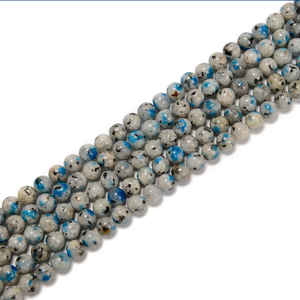 Cuentas Redondas Lisas de Jaspe Blanco Azul Natural AMARA K2 para Joyería Femenina, Tobillera, Pulsera, Hilo de 15 Pulgadas, Piedras Preciosas al por Mayor - Product Image 2