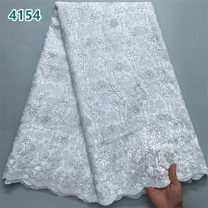 Di alta qualità africano ricamo tessuto di cotone con cristalli all'ingrosso svizzero Voile pizzo per le donne abiti da festa 4154 da cucire - Product Image 2