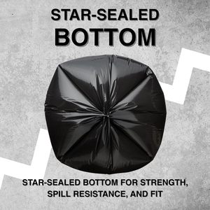 Sacs poubelle de 55 gallons, 38x58, noirs, 1,2 mil, très résistants, en vrac, 100 unités - Product Image 4