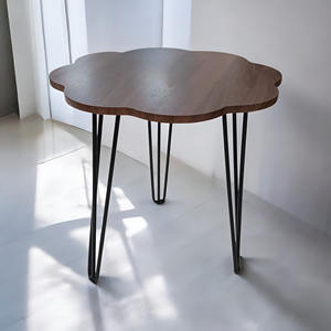 TABLE BASSE EN FER NOIR AVEC PLAN EN MDF 50X48 CM - Product Image 1