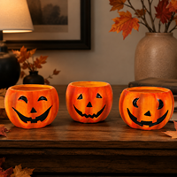 Joli pot de fleurs/succulentes en porcelaine, design citrouille Jack O'Lantern, moderne et contemporain, écologique, pour l'automne et Thanksgiving, à poser au sol