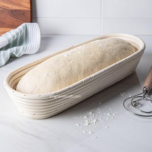 Cesta de fermentación de masa madre Banneton hecha a mano para pedidos al por mayor, Brotform redondo de ratán tejido a mano con forro de algodón extraíble - Product Image 1