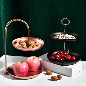 Oturma Odası Aile Tipi Yaratıcı Demir Sanatı Çok Katlı Servis Sepeti Şekerlik Çift Katlı Meyve Tabağı - Product Image 6