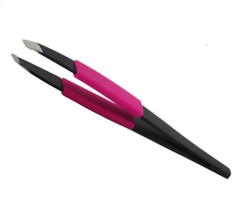 Personal Care Tool Anti-slip Rubber Grip Cosmetic Stainless Steel Slanted Tip Eyebrow Hair Style Removal Scissor Tweezers