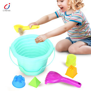 Chengji ชุดของเล่นถังทรายพลาสติกแบบพกพาเครื่องมือสีสันสดใสชุดของเล่นสำหรับเด็กทำเองชุดของเล่นถังชายหาด - Product Image 3