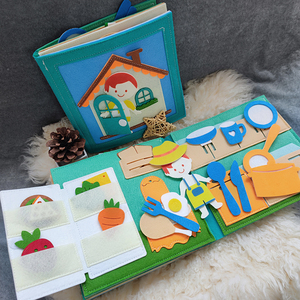 ของเล่นเสริมพัฒนาการเด็กเล็ก หนังสือผ้า DIY หนังสือเรียนรู้แบบอินเทอร์แอคทีฟ 3 มิติ หนังสือผ้าสักหลาดแบบมอนเตสซอรี่ สำหรับเด็กวัยเตาะแตะ - Product Image 2