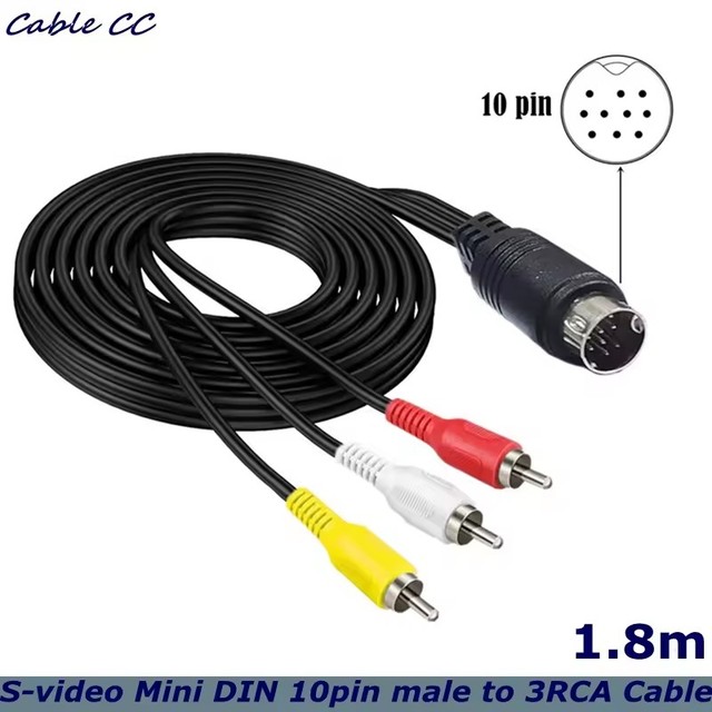 1.8m S-Video Mini DIN 10Pin male to 3RCA male Cable For H25, C31, C41, C51, C61K, and C41 Televisions, Monitors, Audio and Video