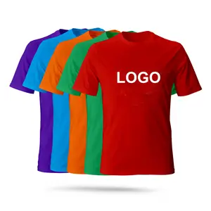 Camiseta promocional de algodão personalizada, camiseta estampada de algodão unissex casual, manga curta, adulta sólida, suporta 160 gramas