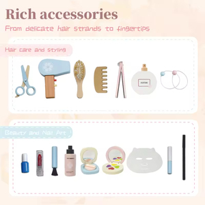 Set Gioco Trucco Principessa in Legno con Borsa Quadrifoglio Giocattolo Montessori per Bambine - Product Image 2