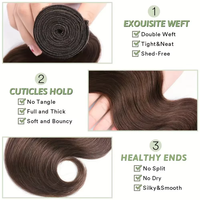Extensions de cheveux humains vierges brésiliens 100% alignés sur les cuticules, ondulés, qualité 12A, 100% non traités, double trame machine, pointes pleines