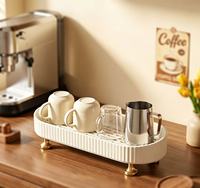 Prime Pick Organisateur de comptoir en plastique rayé avec plateau de drainage surélevé pour tasses, vaisselle, salle de bain et cuisine