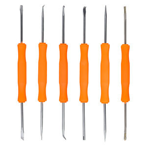 ชุดเครื่องมือช่วยบัดกรี 6 ชิ้น ชุดซ่อมอุปกรณ์อิเล็กทรอนิกส์พร้อมที่ขูด ปากคีบปลายแบน ปากคีบปลายกลม และแปรงสำหรับแผงวงจร - Product Image 3